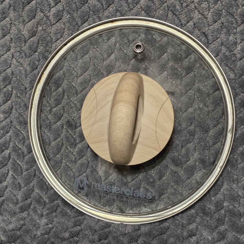 MasterClass Premium Cookware 6" Glass Lid Replacement Saucepan Pot Lid Wood Hand